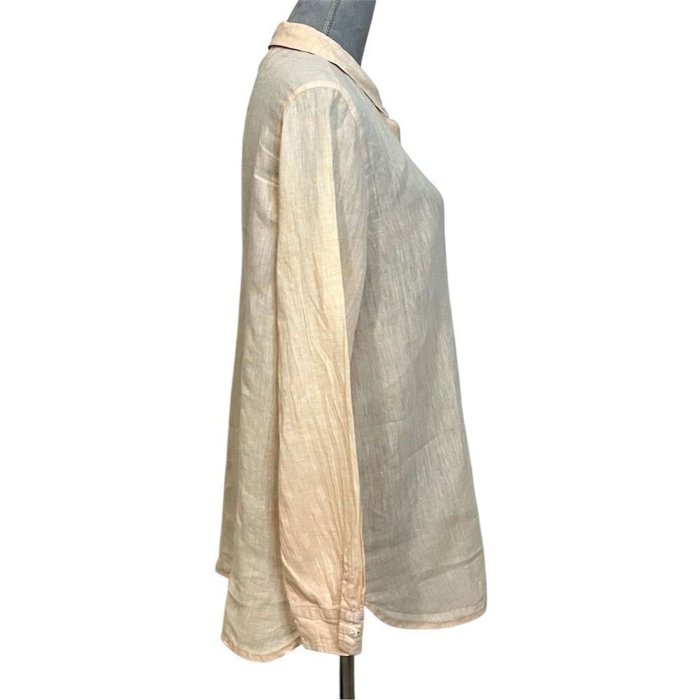 J. Jill Women's Peach Linen Button-Up Shirt M Minimalist Vacation Coastal Beachy - Picture 4 of 8